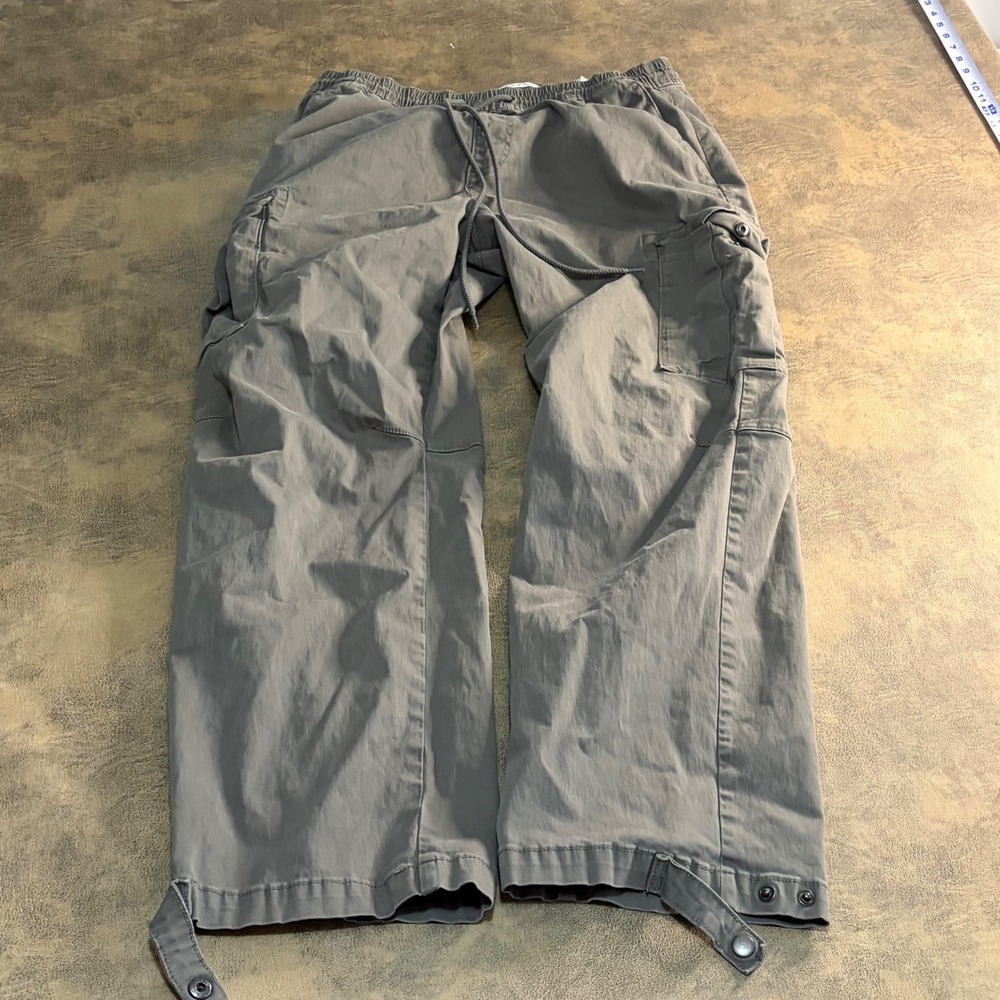 PacSun Baggy Cargo Pants Mens Large Gray Drawstring Adjustable Ankle Paratrooper